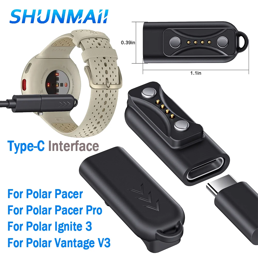محول شاحن مغناطيسي من النوع C ، موصل شاحن الساعة ، باسر قطبي ، باسر برو ، إشعال 3 ، فانتاج V3 ، ساعة Grit X 2 Pro