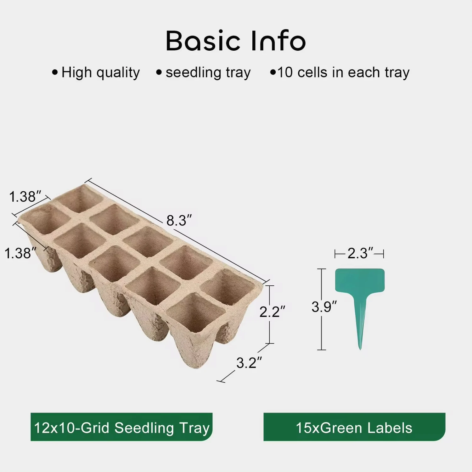 Imagem -02 - Bandejas Iniciais de Sementes de Vasos de Turba de 120 Células 12 Pacotes de Bandejas de Germinação de Vasos de Mudas Biodegradáveis com 15 Etiquetas de Plantas