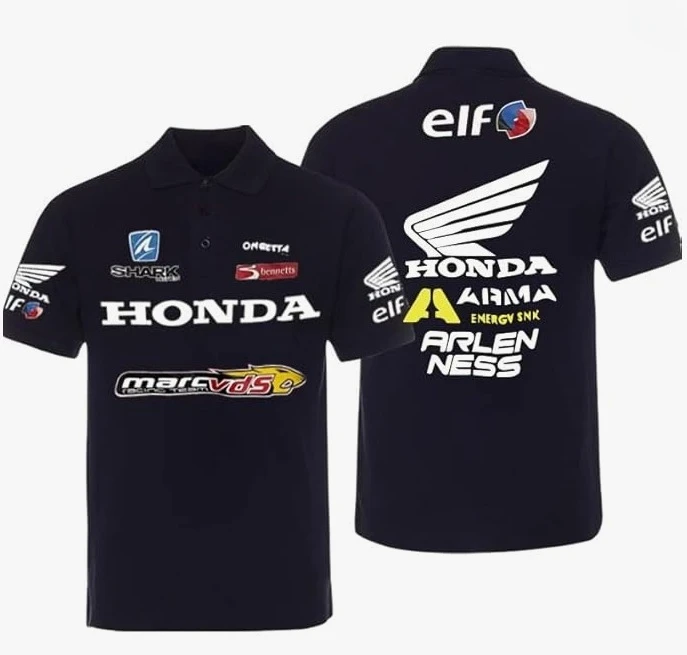

Мужская хлопковая рубашка-поло Honda hrc, honda Racing Wing, летняя тематическая одежда 2025 года, высококачественная уличная одежда-поло для любителей мотоциклов