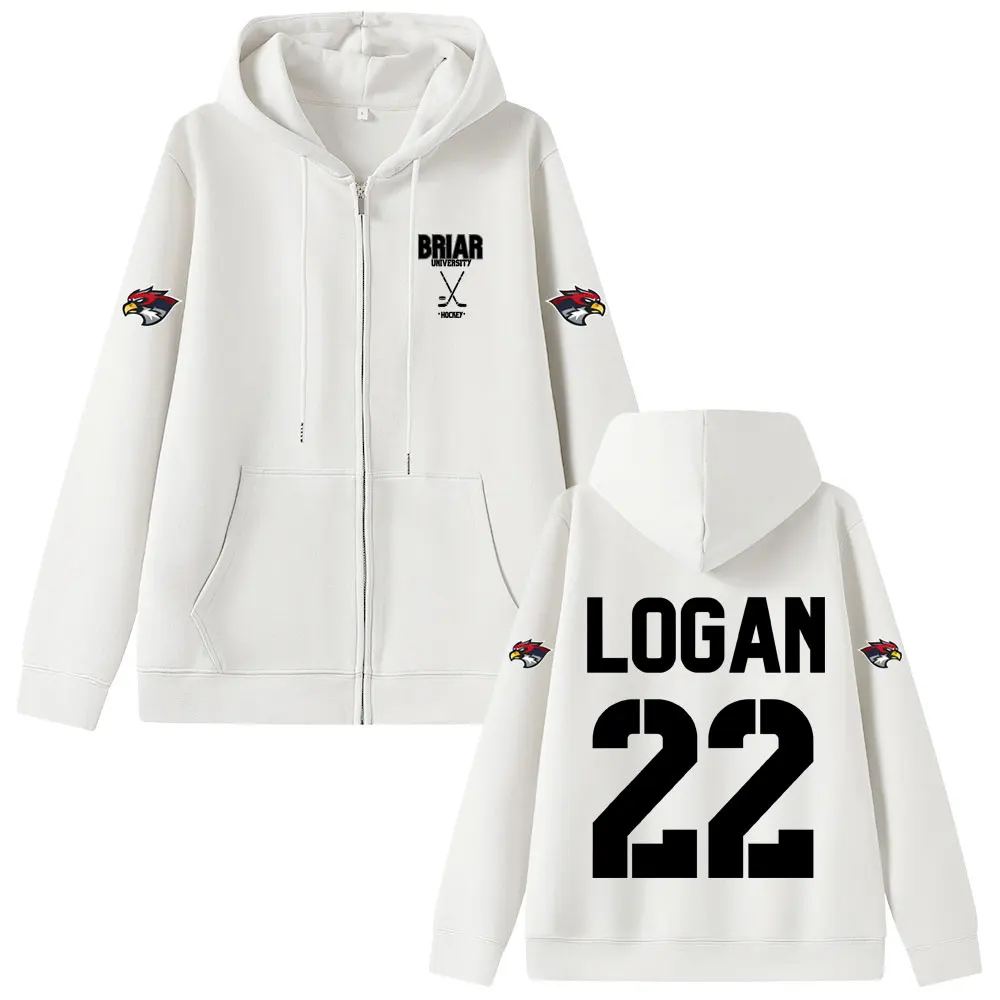 

Off Campus Briar University Logan 22 Merch Zipper Hoodie Men Women Fashion Casual Oversized Zip Up Jacket Male Hockey Streetwear