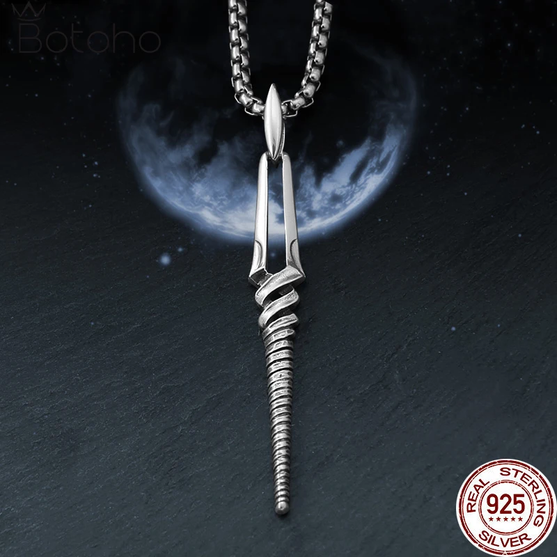 Spear Of Longinus Necklace For Women Vintage Silver 925 Sterling Silver Pendant For Party Personality Men Jewelry Cosplay Props