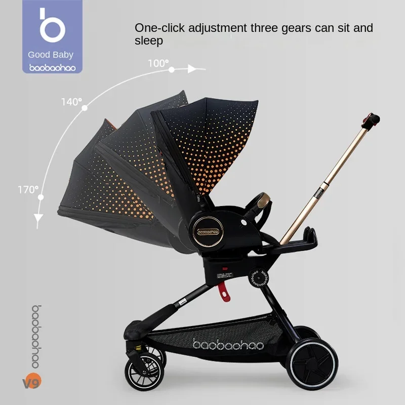 High Landscape Stroller Lightweight Folding Travel Stroller Newborn Baby Two-way Swivel Seat Shock Absorption Baby Stroller