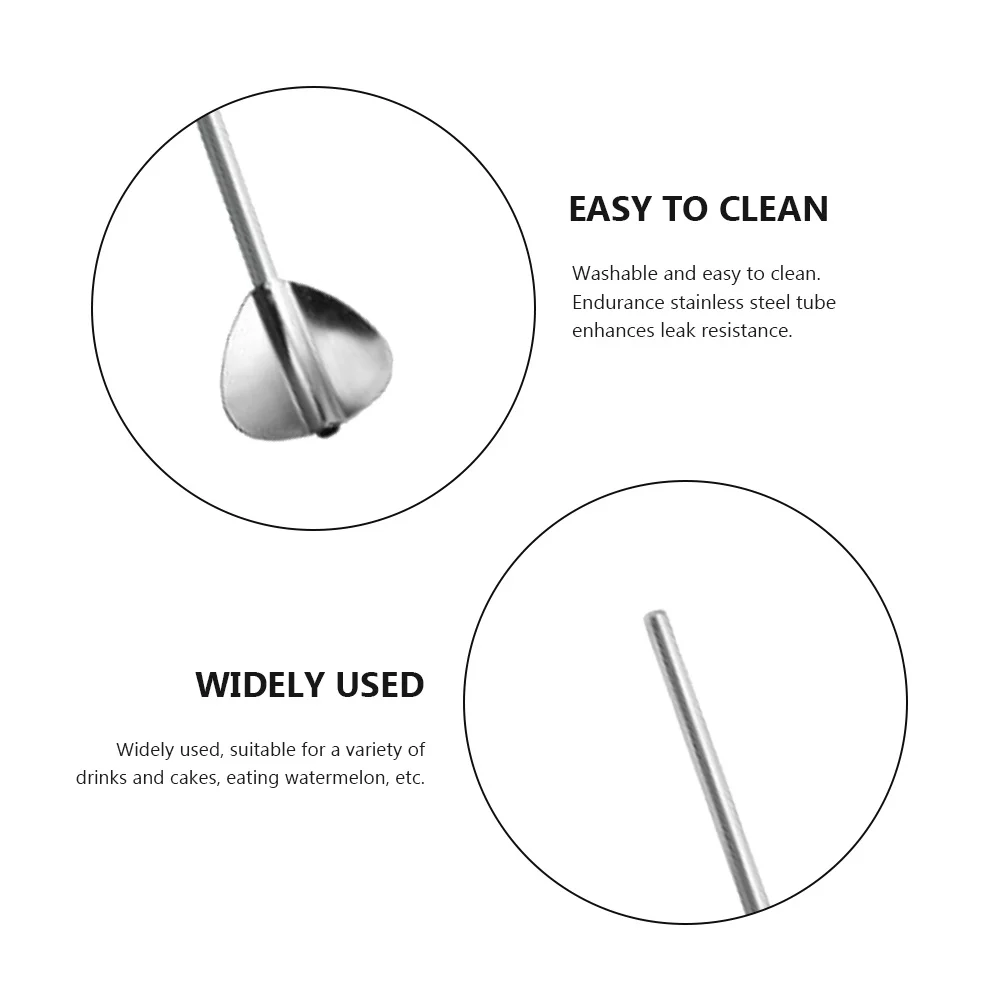 

4pcs Stainless Steel Straw Spoons Corrosion Resistant Dessert Scoops For Tea Coffee Cake Watermelon Home Tableware