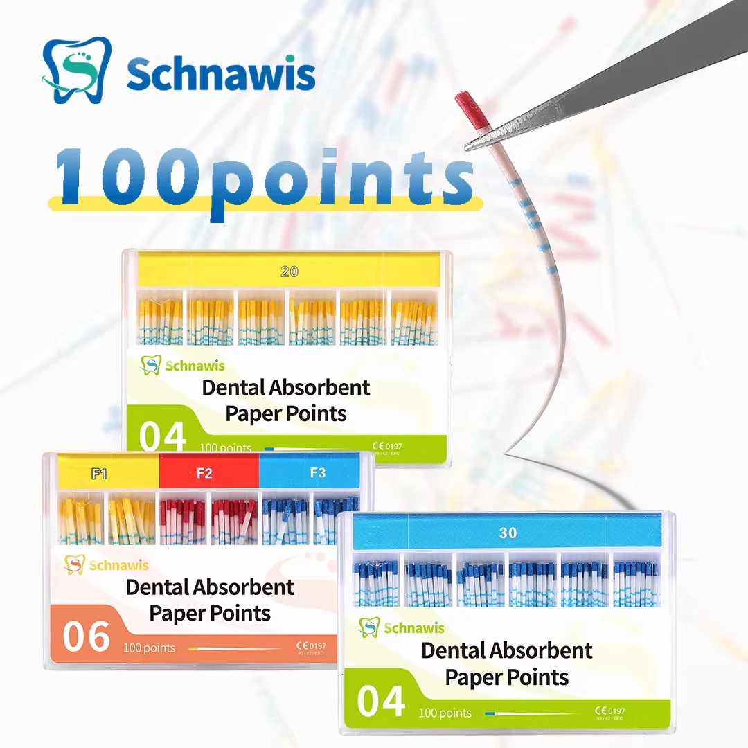 Dentistry Endodontics Paper Tips Cone Disposable Guttahanger Taper F1 F2 F3 Absorbent Fiber Poles Points Mark Dental Materials