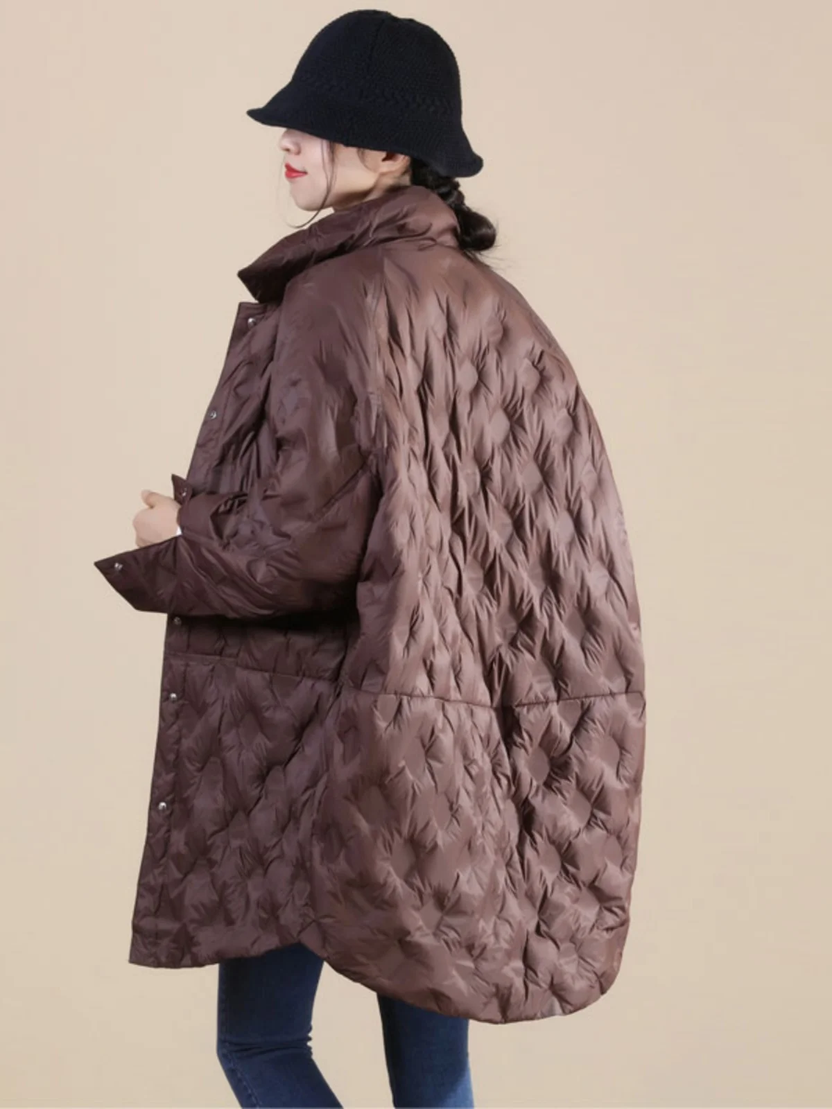 

Легкая женская премиум-куртка-пуховик с принтом в горошек, на одной пуговице, больших размеров, для зимних поездок на работу, в корейском стиле