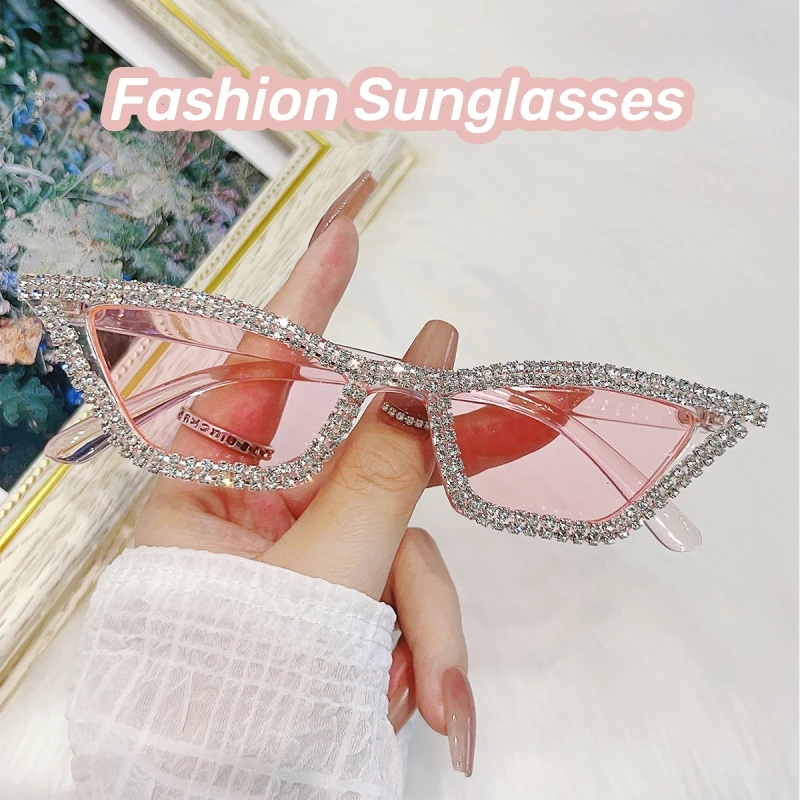 

Vintage Cat Eye Sunglasses with Diamond 2024 New in Stylish Women Shades Sun Glasses Ins Trendy Brand Designer UV400 Eyewear