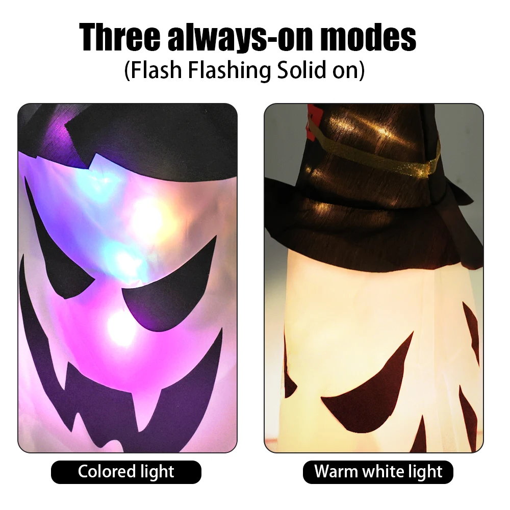 Halloween LED Wizard Ghost Hanging Light Battery Powered Glowing Wizard Hat Lamp For Halloween Party Decoration Holiday Lighting