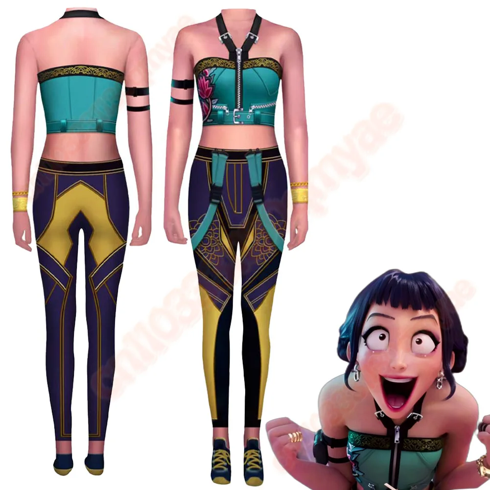 

Zoey 2025 Cartoon Demon Hunter of KPop Cosplay Jumpsuit Costume Women Bodysuits Female Roleplay Clothing Halloween Party Suits