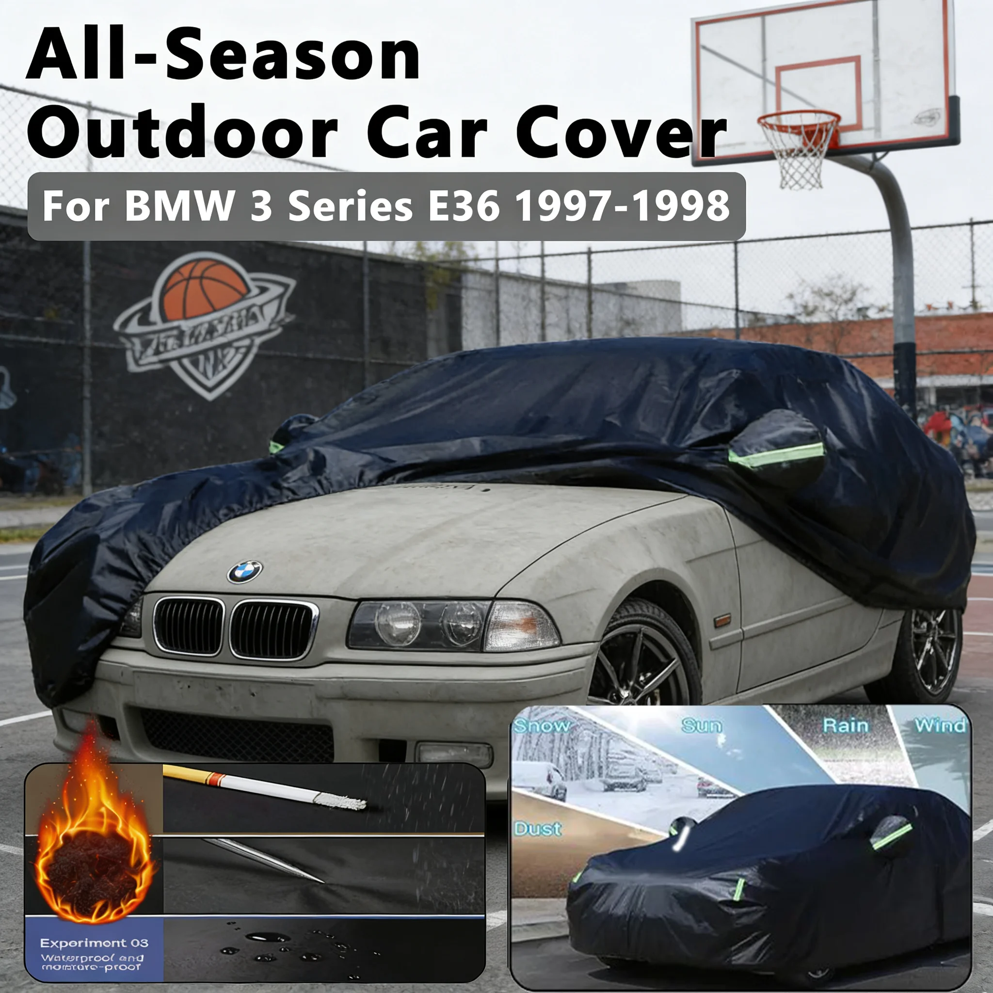 

For BMW 3 Series E36 1997 1998 Car Full Cover - Outdoor Waterproof Snowproof Sunshade, All Weather Auto Protection Accessories