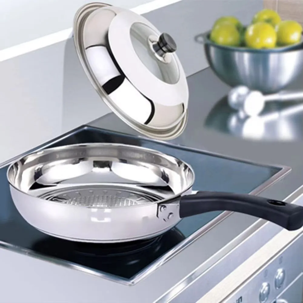 Round 28/30/32/34/36cm Cooking Pot Lid Visible Combined Pot Cover Stainless Steel Anti-scalding Frying Pan Cover Cookware Parts