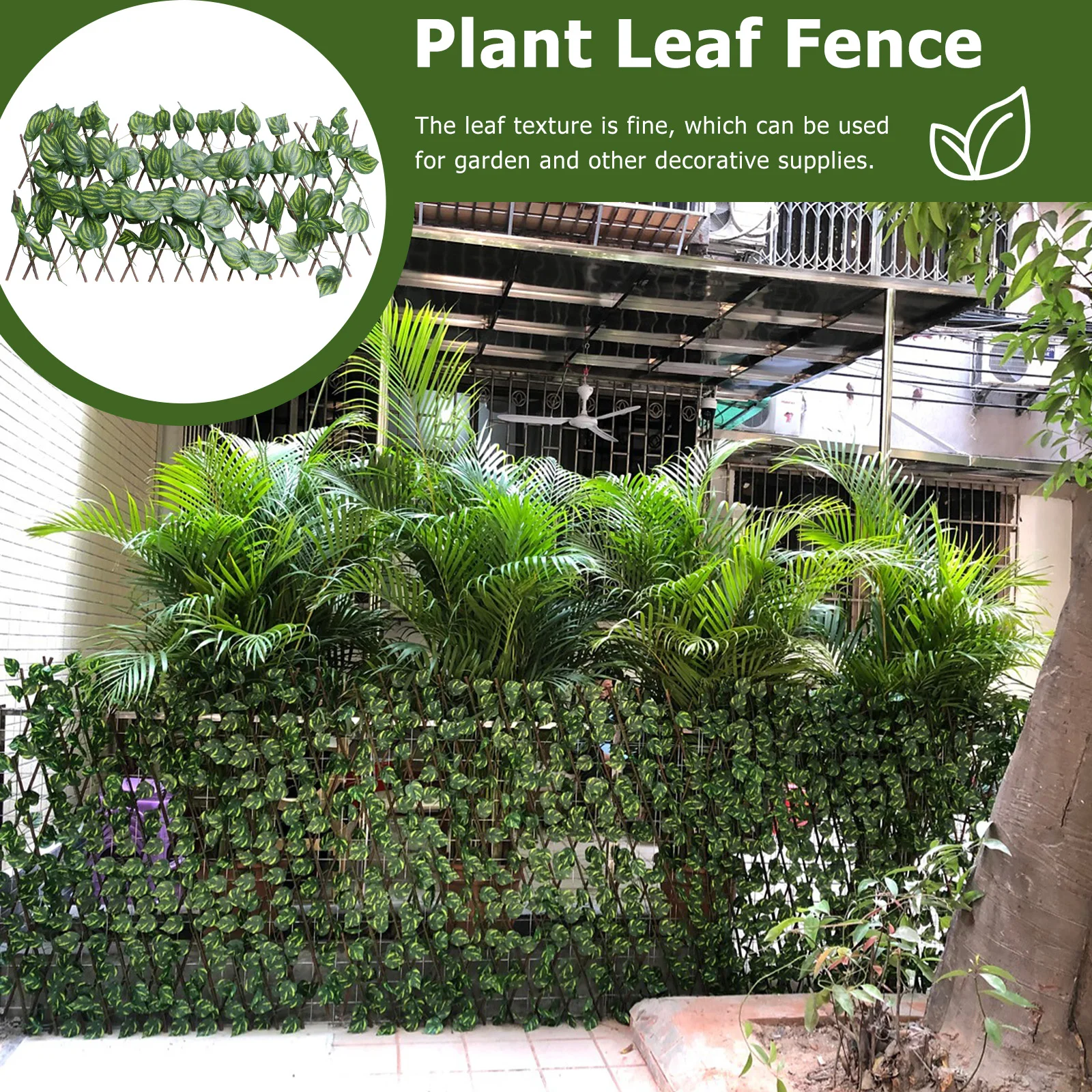 

1pc Stretchable Green Plant Fence Realistic Uv Resistant Artificial Hedge Garden Decorative Fencing Lightweight High-Density