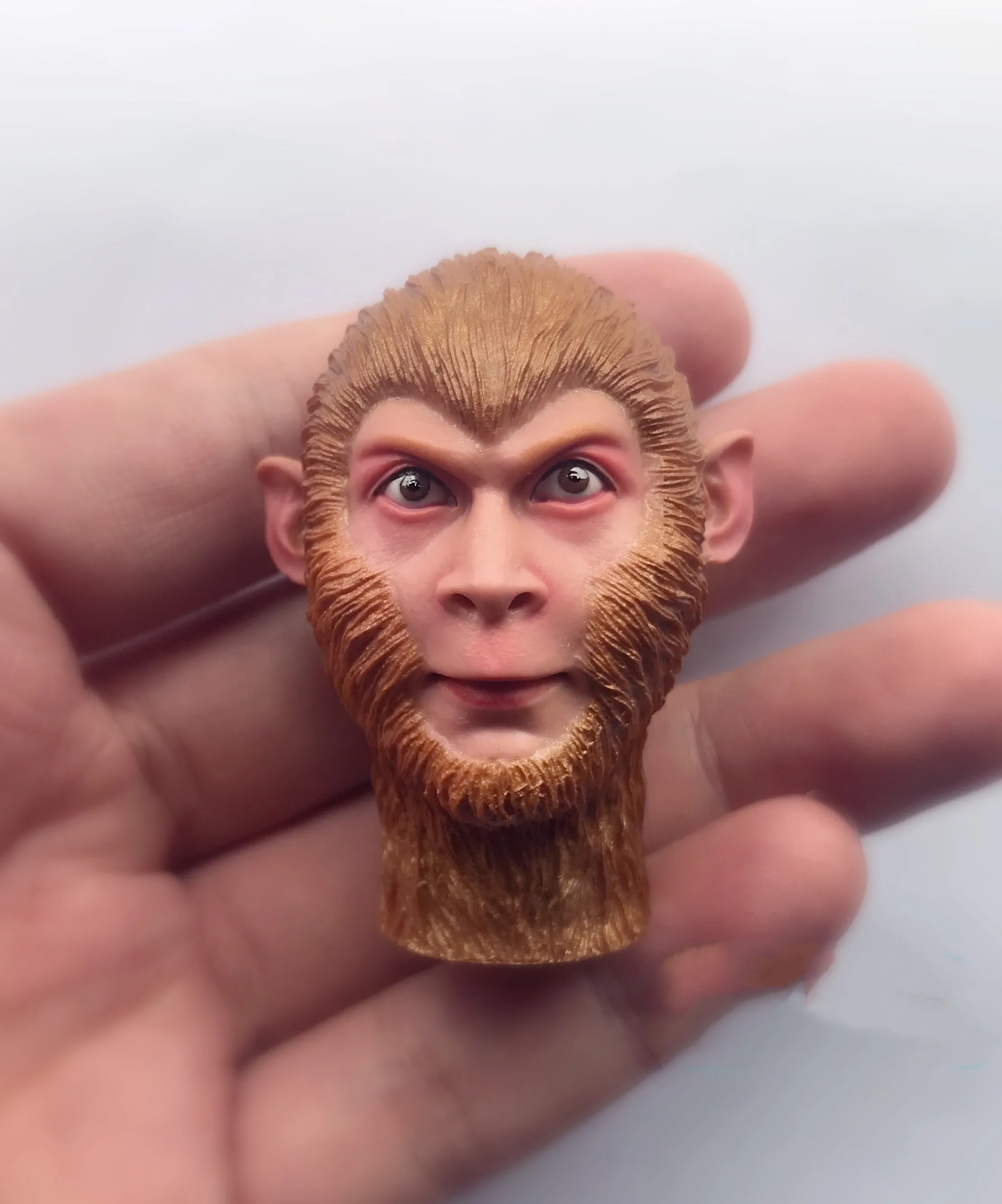 

1/6 Scale Head Carving Sculpt Connector Male Model Journey to the WestSun Wukong Head Carved Calm for 12" Action Figure Body