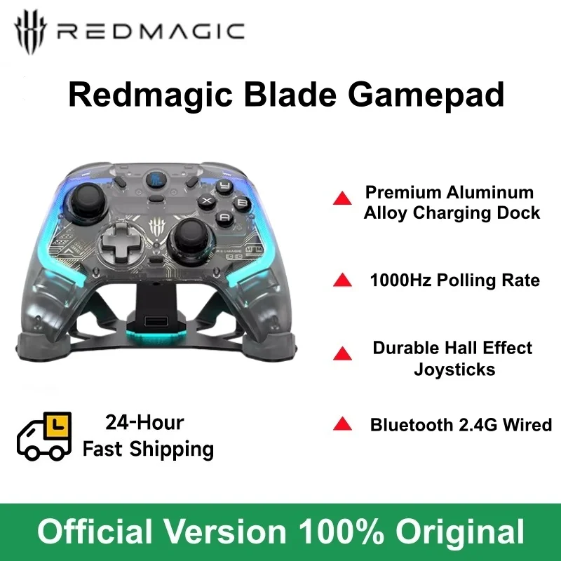 gamepad-bluetooth-redmagic-blade-cablato-e-wireless-controller-di-gioco-rgb-trasparente-a-3-modalita-per-switch-e-steam-con-base-di-ricarica