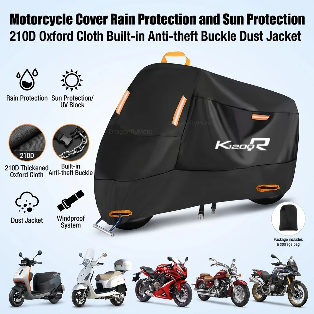 For BMW K1200R K1200S K 1200 R K 1200R Motorcycle Cover 210D Oxford All Season Outdoor Waterproof Dust Debris UV Protection