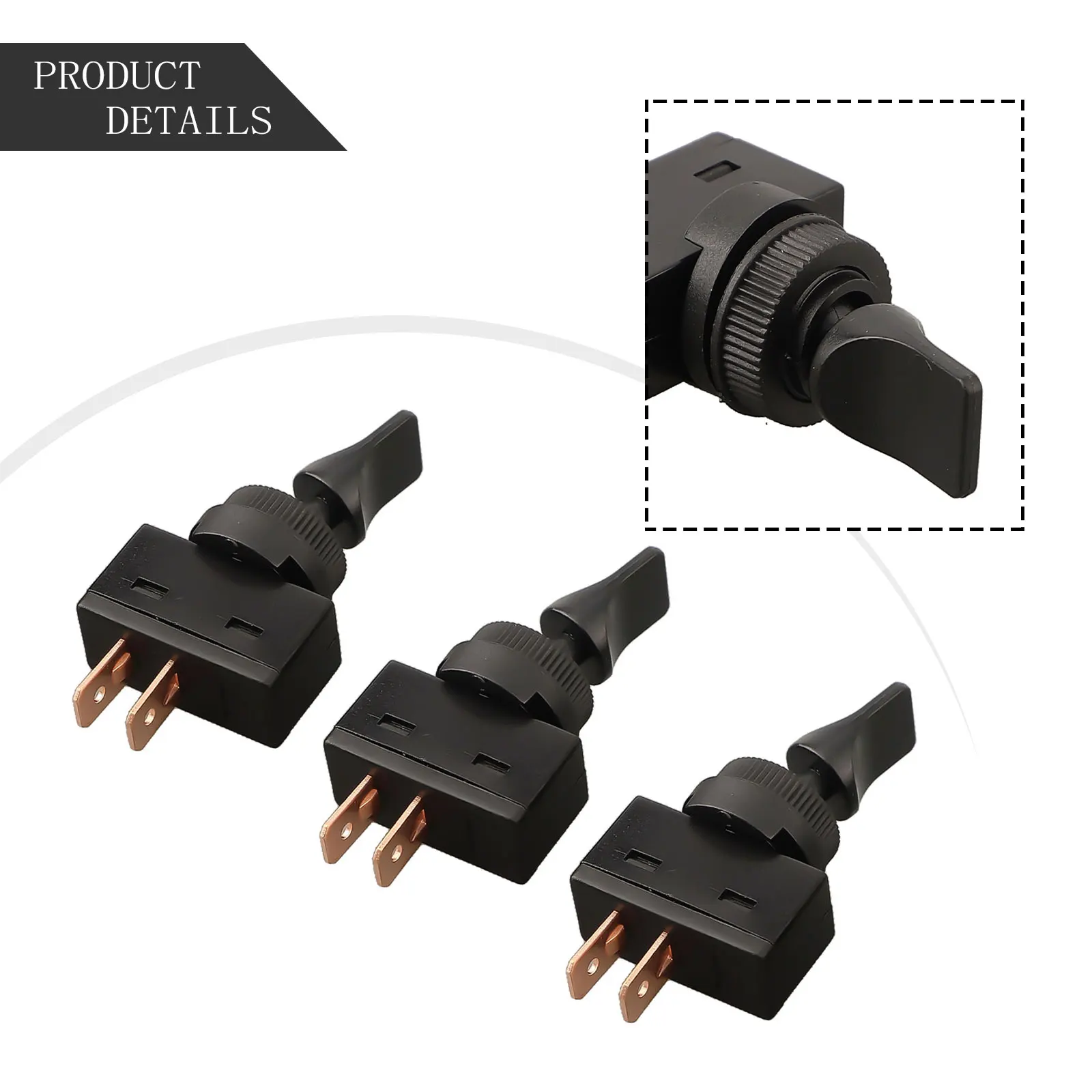3pc Automotive For Toggle Switch Set for 12V 20A Featuring Flat Handle ASW-13 Suitable for Cars Trucks Motorcycles and Boats