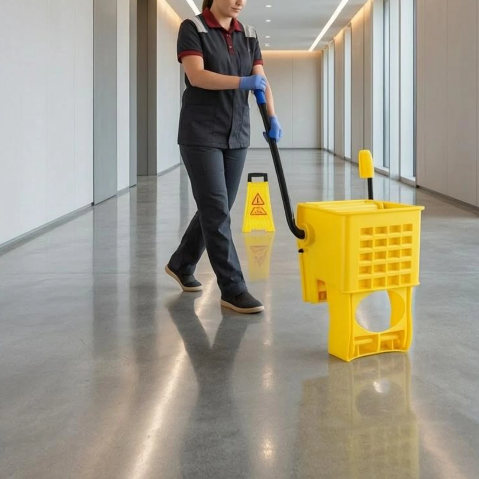 Hand-Press Mop Wringer Head Plastic and Metal Mop Wringer Head Cleaning Equipment Lever Handle Rectangular Cage
