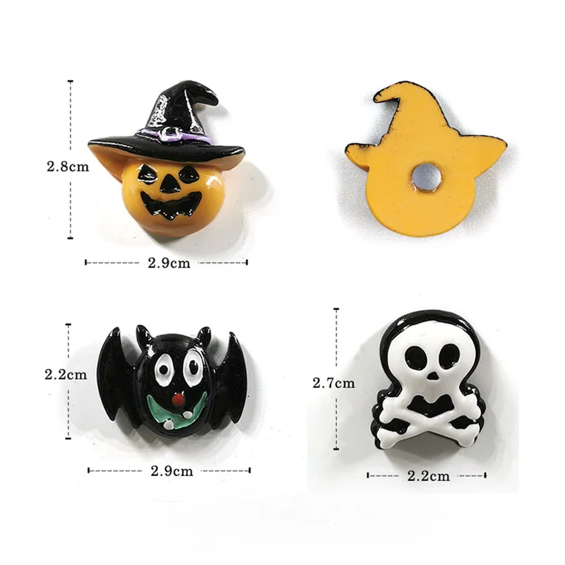 10pcs Halloween Fridge Magnet Bat Ghost Spirit Figurine Resin Refrigerator Whiteboard Sticker Diy Decoration Kitchen Accessories