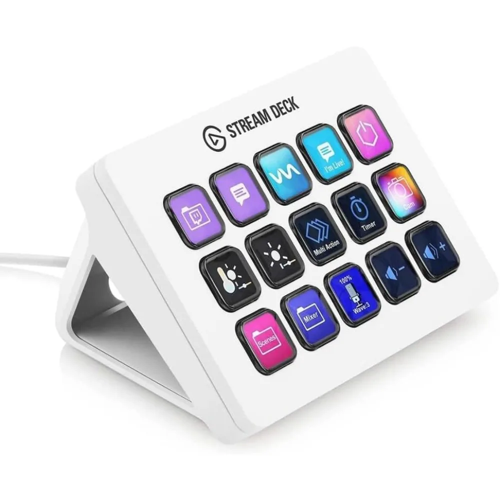 Stream Deck MK.2 White – Studio Controller,15 macro keys,trigger actions in apps and software like OBS, Twitch,YouTube and more