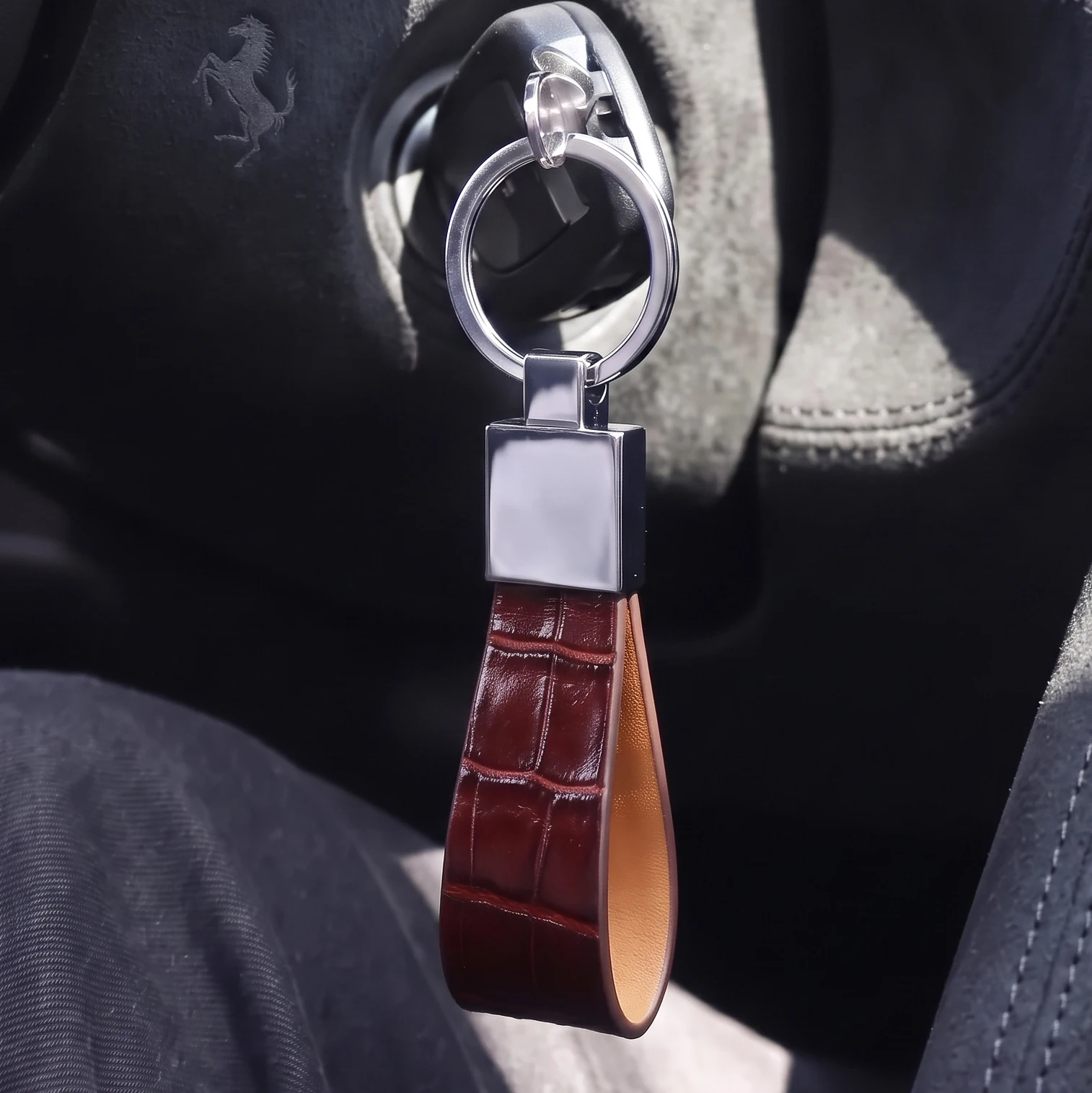 Hiram Beron Gift for Men Leather Key Holder Croco Pattern Luxury Premium Accessories Dropship