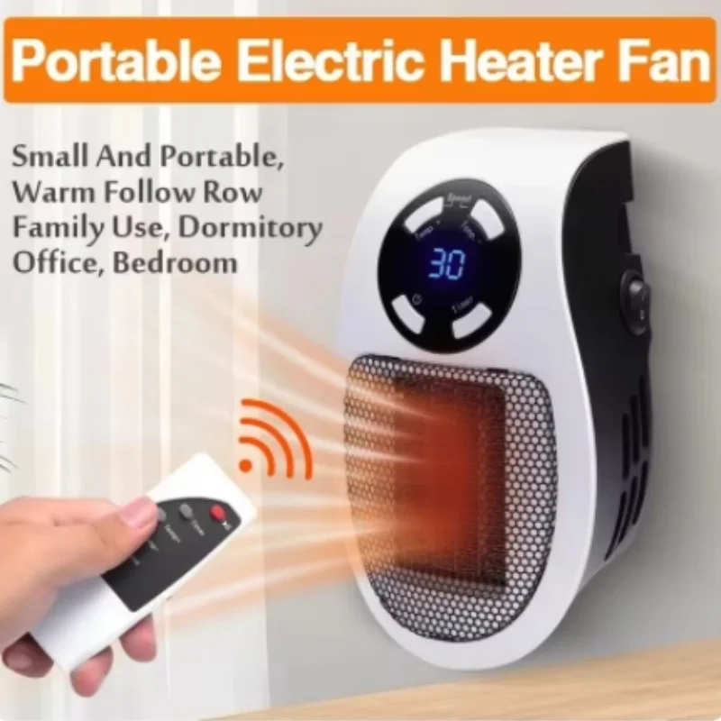 

500W Portable Heater Electric Heater Plug in Wall Room Heater Home Appliance Heating Stove Mini Radiator Remote Warmer Machine