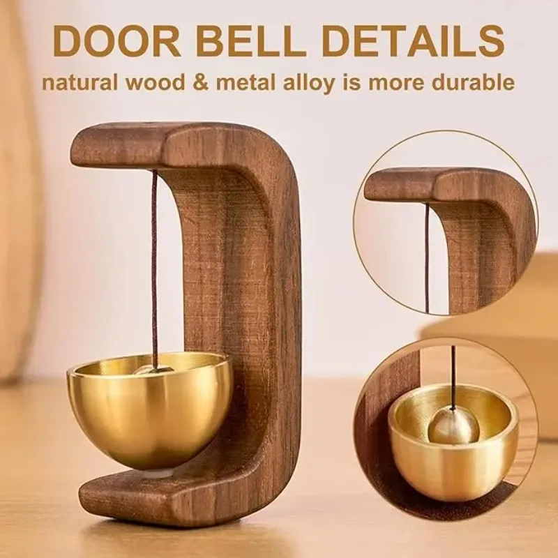 Magnetic Wooden Hanging Door Bell Japanese Wind Chimes Wireless Doorbell Entrance Door Decorative Wind Bells for Home Opening