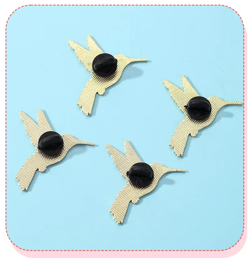 New Enameled Multicolor Dripping Oil Hummingbird Brooch for Men Women Fashion Luxury Metal Pins Decoration Jewelry Accessories