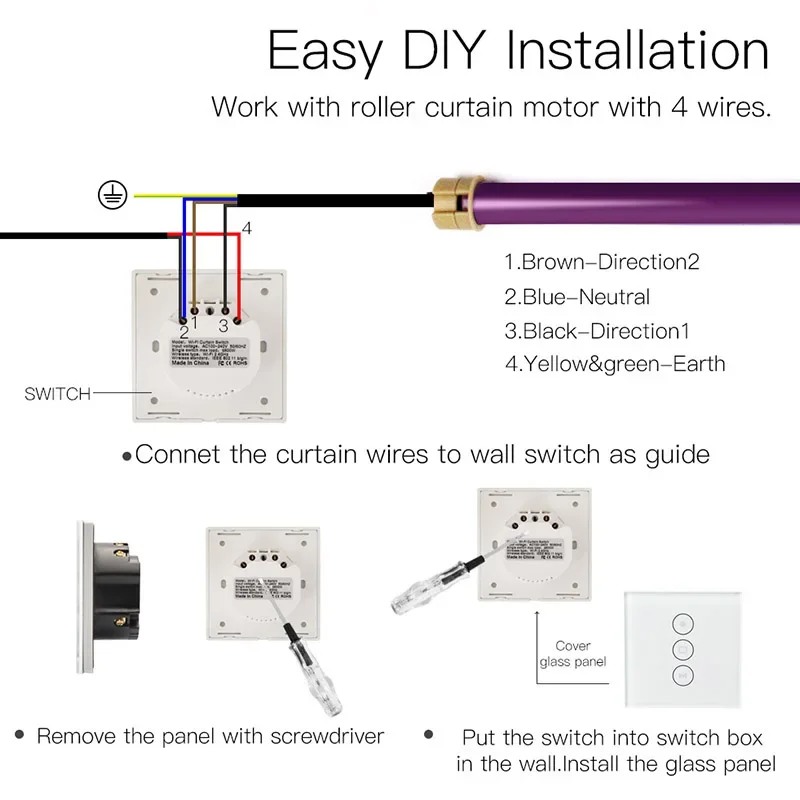 Obturador de persianas tubulares de motor, cortina motorizada inteligente, casa inteligente, Tuya, Wi-Fi, 110V, 220V, 35mm