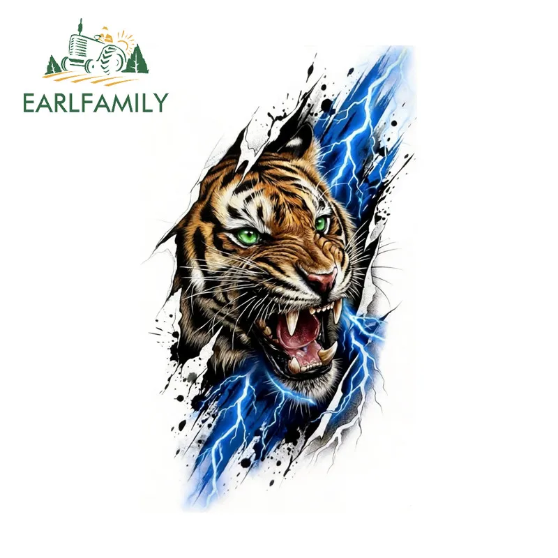 EARLFAMILY Tiger Tear Car Stickers Trendy Motorcycle Windshield Truck Waterproof Vinyl Decal Scratch-Proof Car Door Protector