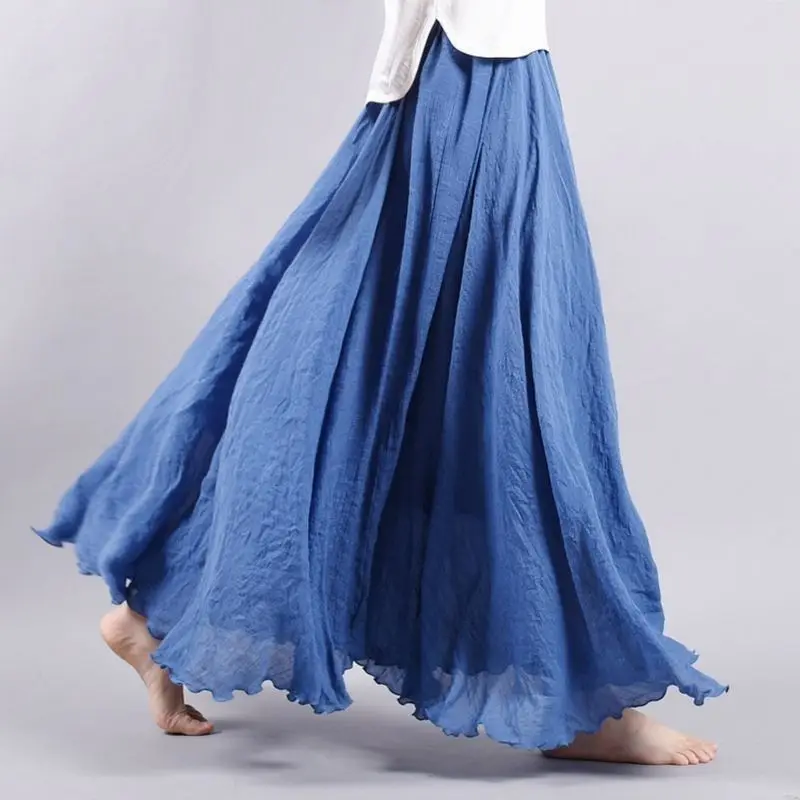 Fashion Elastic Casual Solid Color Folds Skirts Women\'s Clothing 2024 Summer New Loose All-match High Waist Skirts