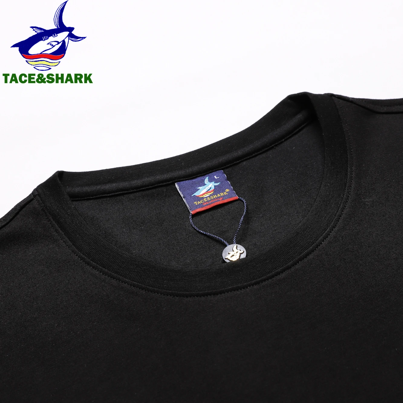 TACE&SHARK High Quality Shark Embroidery T Shirt Summer Fashion Short Sleeve T-shirts Clothing Mens Casual Tshirts Tops 3XL