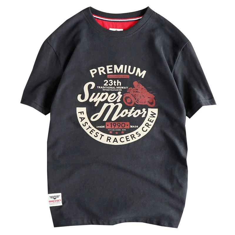 Super Motors Letter Printed Cotton Men\'s T Shirts Summer Casual Loose T-shirt for Youth Men American Style Tees Tops tshirts