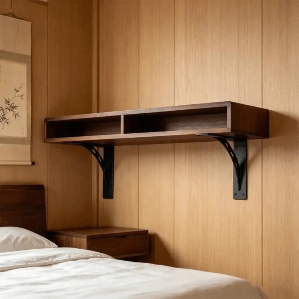 

Triangular Design Heavy Duty Wall Bracket Solid Material Middle Hole Floating Shelf Bracket Stable Mounting Rust Resistance