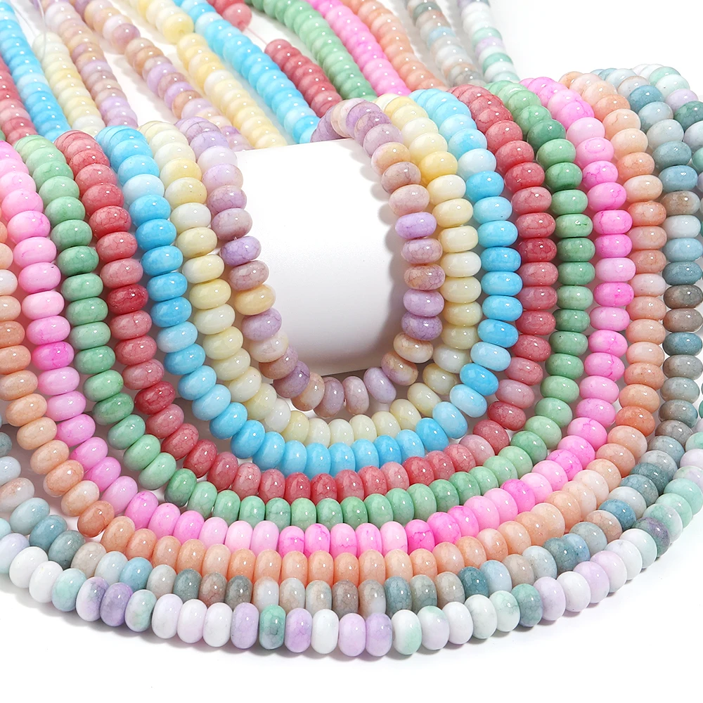 75 Stück 5x8mm Bunte Rissglasperlen Abakusperlen Lose Abstandsperlen für Schmuckherstellung DIY Armband Halsketten Zubehör – Detail 3