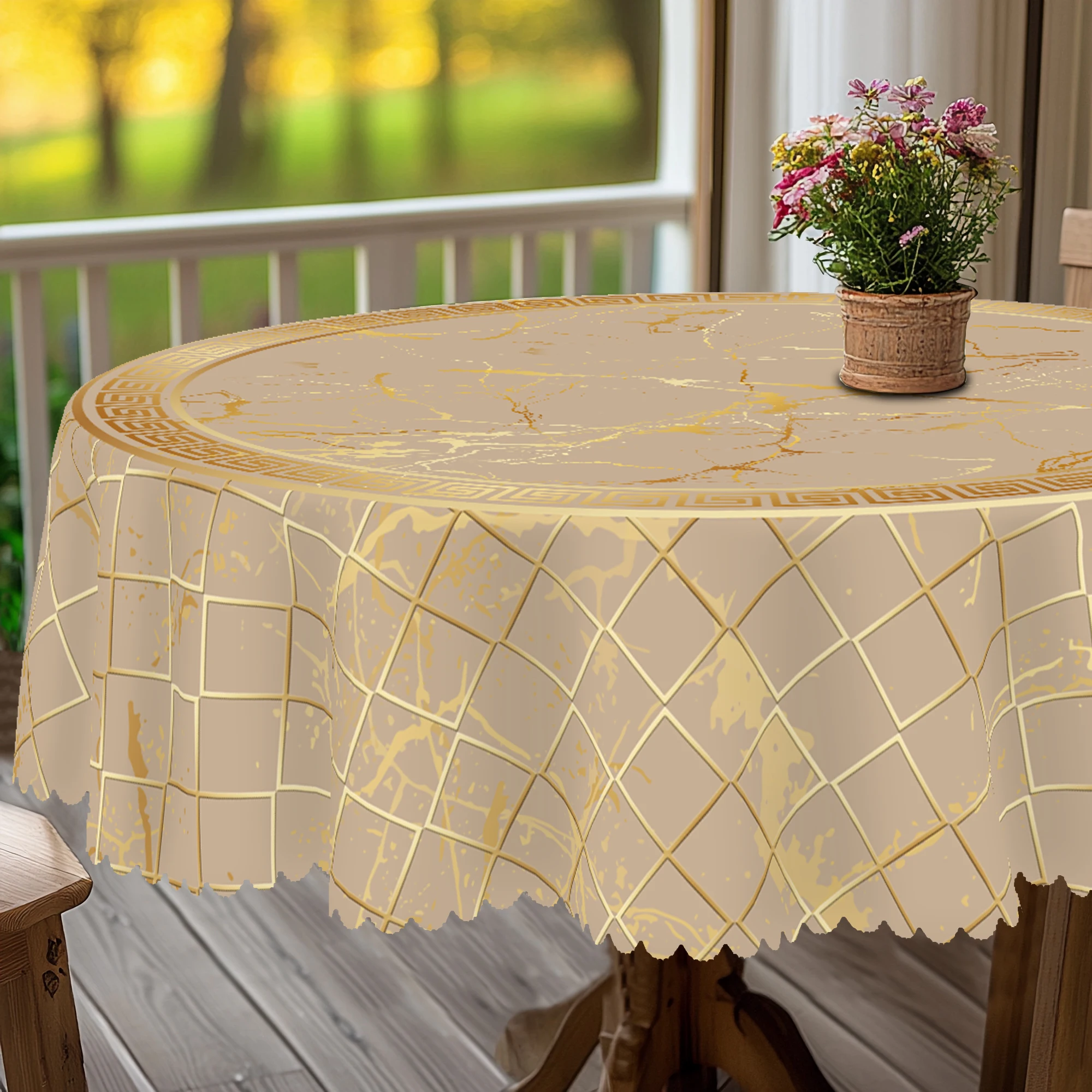 1 Piece of Modern Marble-Themed Round and Rectangular Tablecloths, Available in Various Sizes, Elegant Gold Marble Pattern Printing Design, Spring and Summer, Kitchen, Tablecloths for Indoor and Outdoor Use, Suitable for Gifts