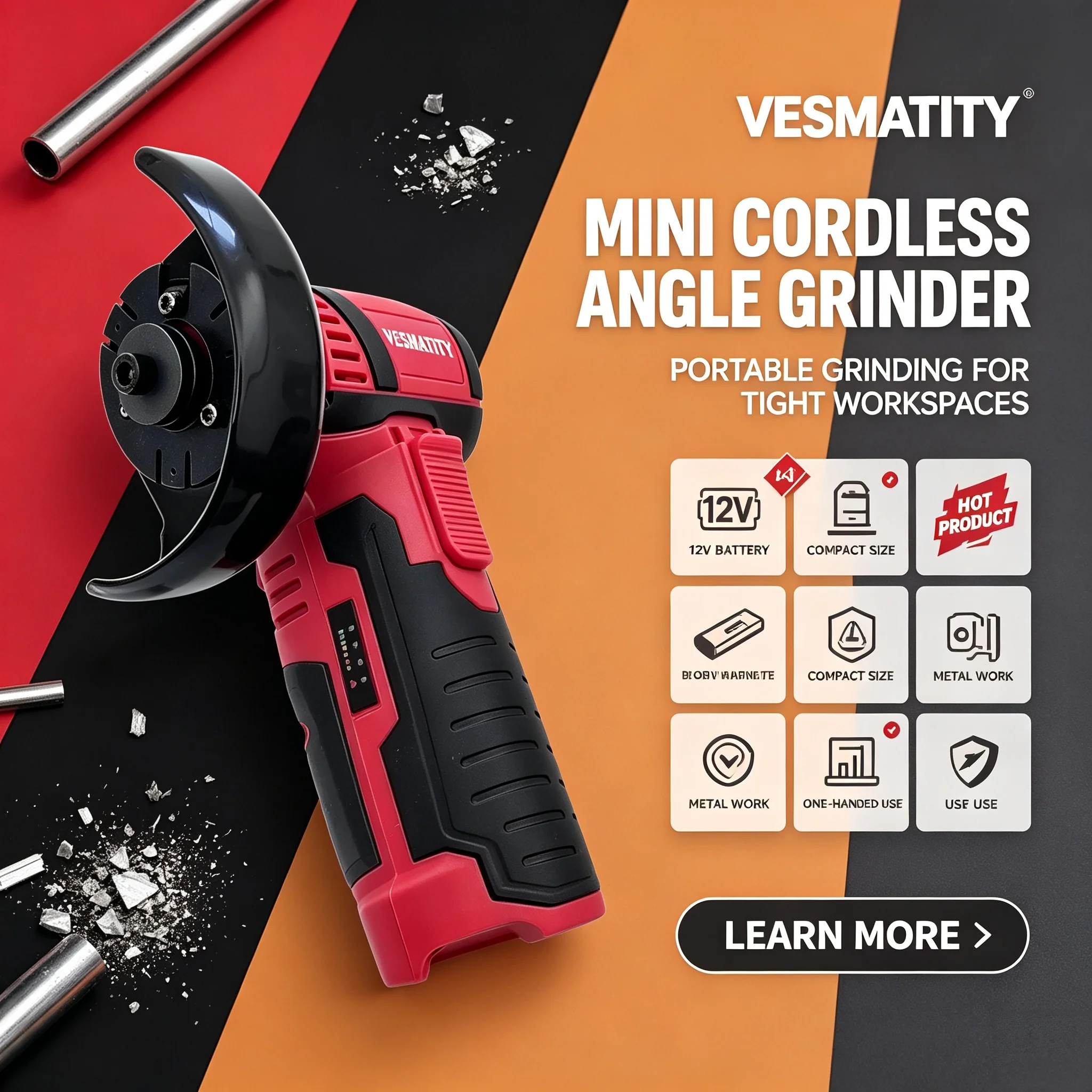 Mini Micro Brushless Electric Angle Grinder Cordless Diamond Cutting Wireless Power Tool Fit Milwaukee Battery 18V Handheld