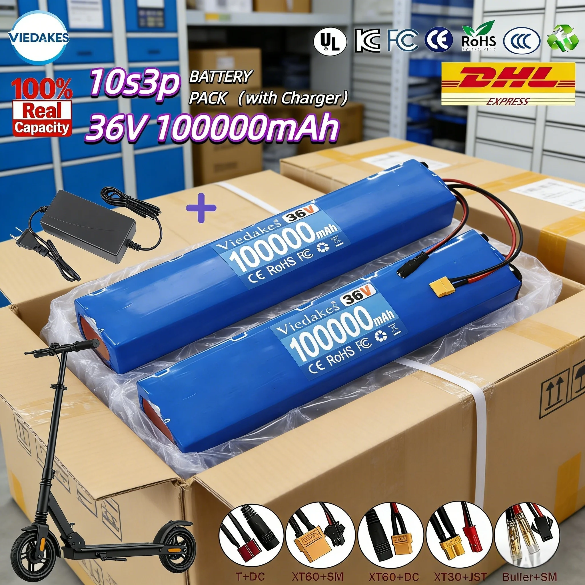 

18650 Rechargeable Lithium Battery Pack Built-in BMS with Charger 10S3P 36V 100A for M365 Electric Scooter Strong Compatibility