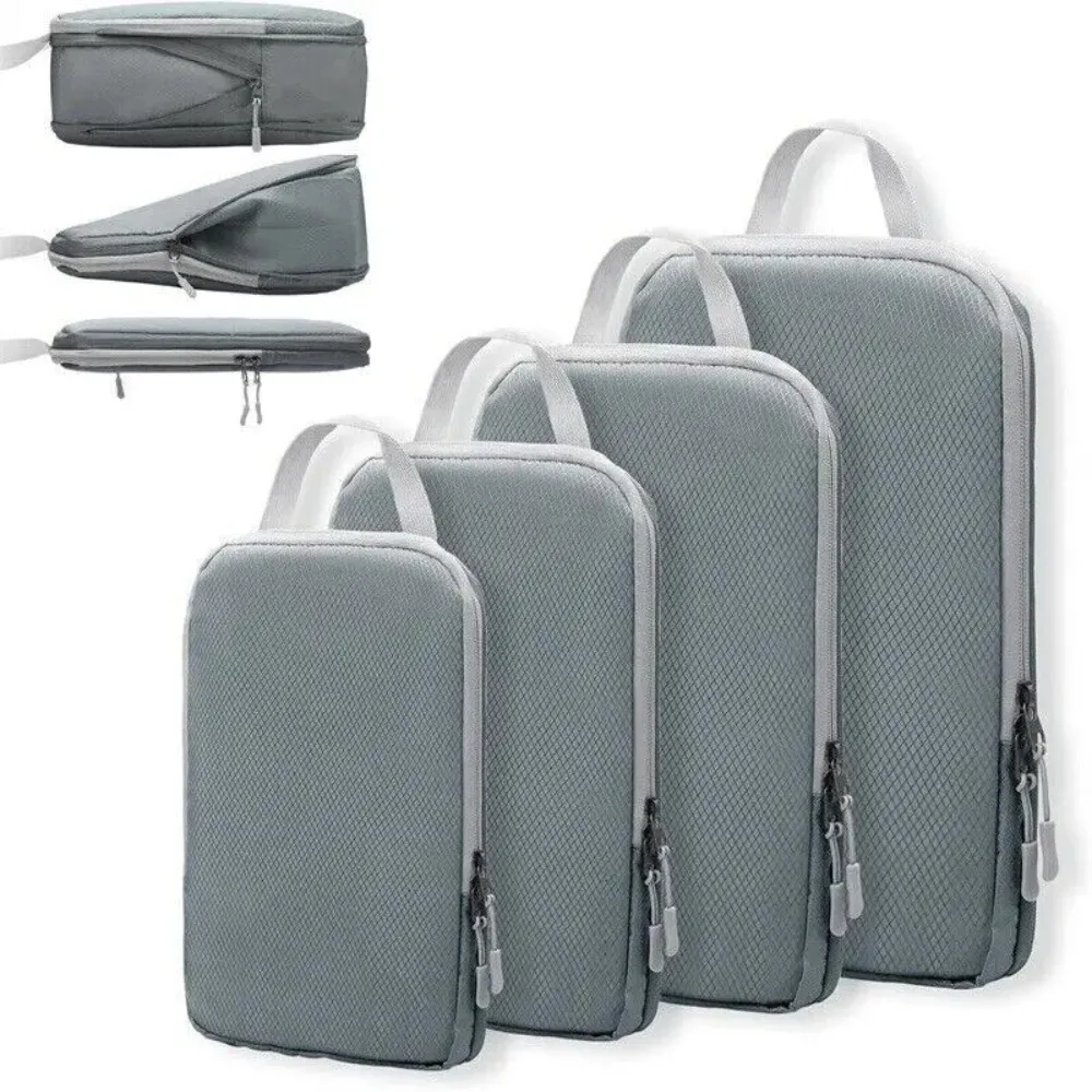 Roupa portátil Bolsa de compressão, Caso armazenamento multiúso, mala de bagagem impermeável, grande capacidade, 4pcs por conjunto