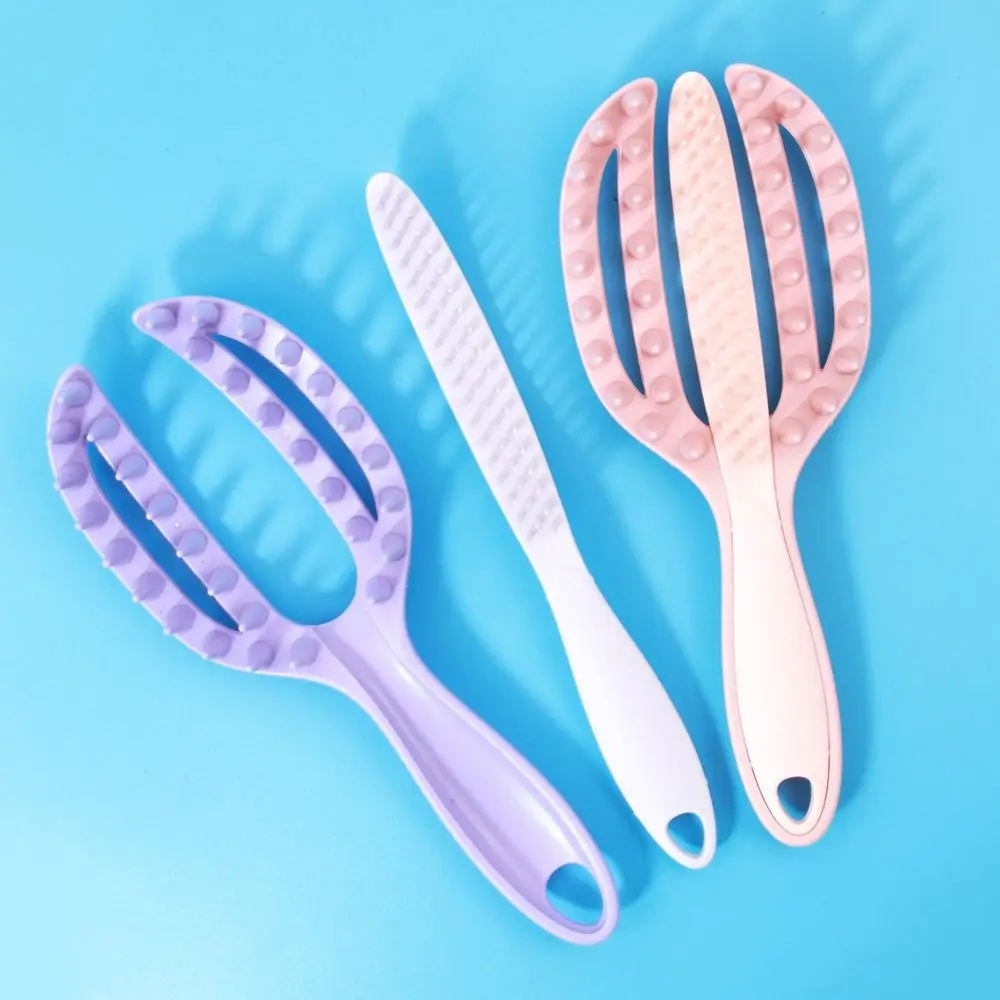 High Quality 2 in 1 Massage Comb Plastic Pink Purple Hairdressing Comb Massage The Scalp Fluffy Comb Openwork Comb Wash Hair