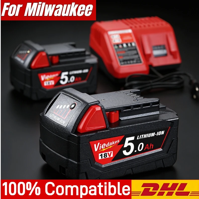 

Сменный аккумулятор для Milwaukee 18V, подходит для дрелей, шуруповертов, угловых шлифовальных машин, гайковертов Milwaukee.