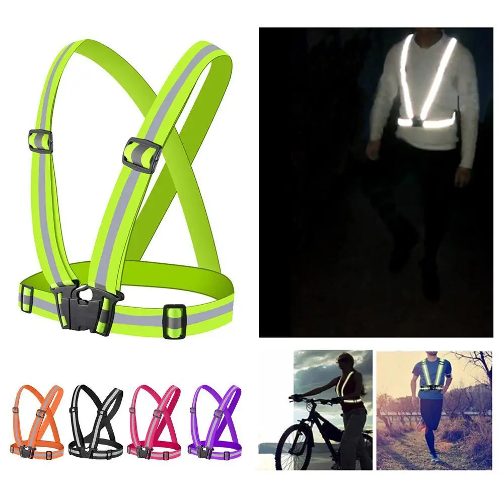 Highlight Reflective Straps Night Running Riding Clothing Vest Adjustable Safety Vest Elastic Band Safety Protection Equipment