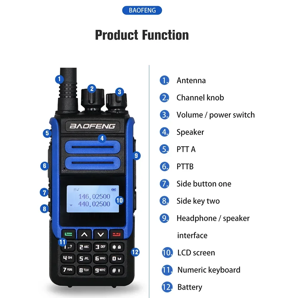 Baofeng BF-H7 Walkie Talkie za pomocą 6-segmentowego odbiornika 136-174 400-520 MHz 128 kanałów Dwukierunkowy Odporny na upadki