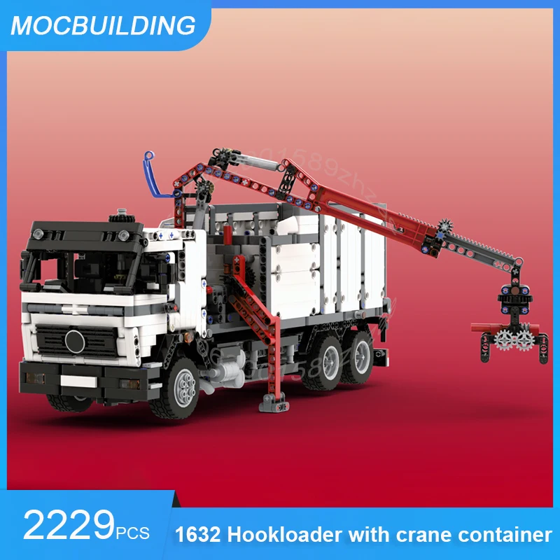 MOC Building Blocks NG 1632 Hookloader with Crane Container DIY Assemble Bricks Truck Trailer Model Transport Toys Gifts 2229PCS