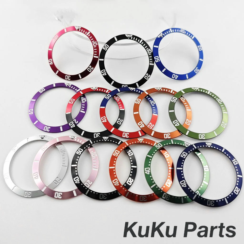 38 مللي متر المنحدر الغوص ساعة ألومنيوم إدراج ساعة استبدال ساعة الحافة إدراج حلقة المنحدر NH35 NH36 NH34 الرجال ساعة جزء الملحقات