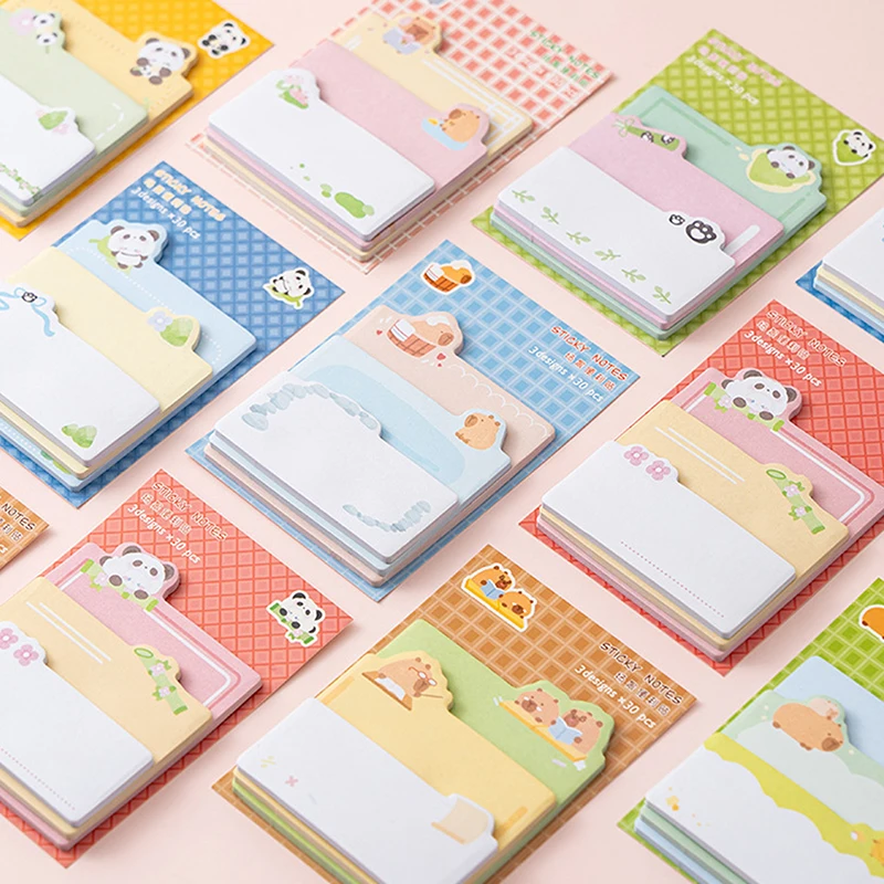 90Sheets Cartoon Cute Sticky Notes Kawaii Special-shaped Sticker Message Sticky Student Stationery School Office Supplies
