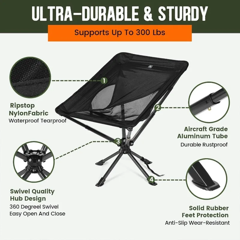 Upgraded Swivel Portable Chair Small Compact Collapsible Folding Chair for Adults That Setup