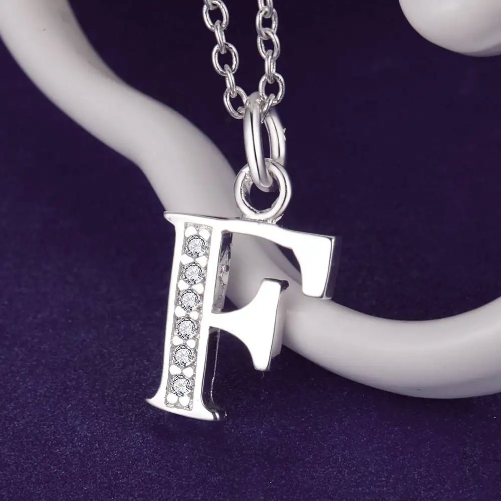 26 Buchstaben 925 Sterling Silber Halskette Anhänger für Damen Mode Schlüsselbein Kette Hochzeitsschmuck Party Geschenk Hohe Qualität – Detail 3