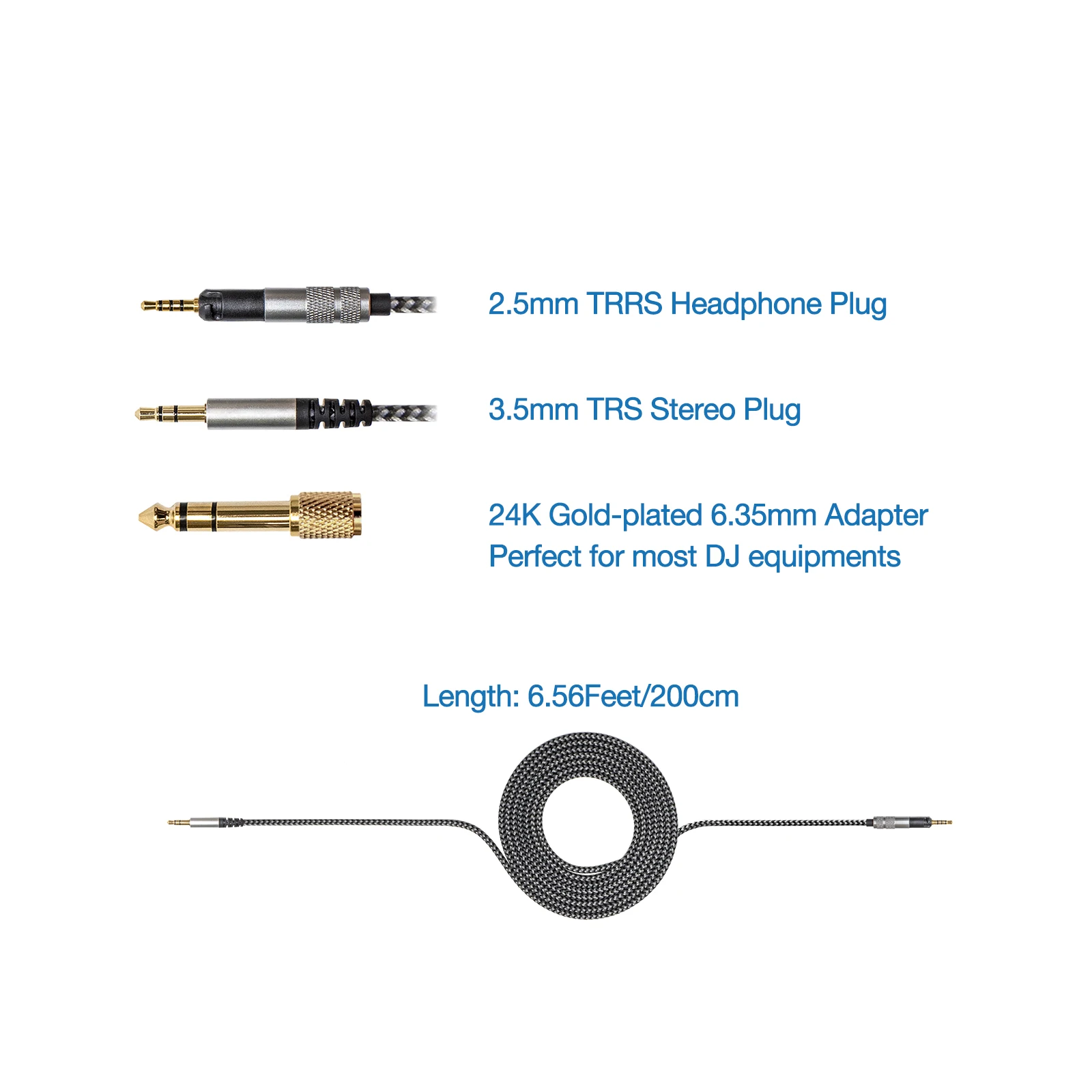 HD560s Cable For Sennheiser HD598 HD598SE HD598SR HD598CS HD599 HD558 HD518 HD579 HD569 HD559 HD560 s Headphone Length 2m 6.5FT