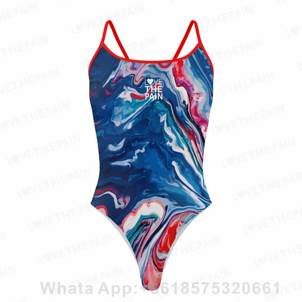 

LOVE THE PAIN One Piece Swimsuit women's sexy bikini thin strap triangle swimsuit sports function training competition swimsuit