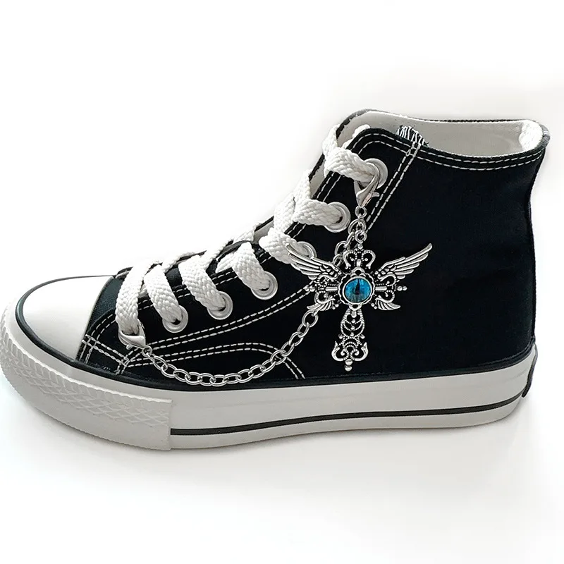 1pc Side Shoe Chain Titanium Steel Angel Wings Metal Pendant Women Shoes Decoration Accessories Boots Shoe Party Diy Jewelry