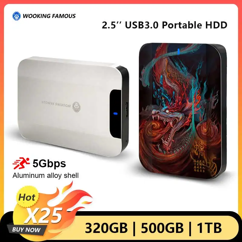 CoolFish Portable HDD 2.5'' External Hard Drive Disk 320GB 500GB 1TB USB3.0 Storage Compatible for PC Mac Desktop External HD